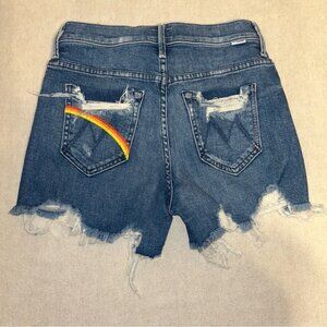 MOTHER High Waisted Rascal Slit Chew Shorts in Learning to Hula  - Size 25